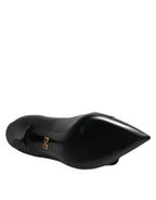 Dolce & Gabbana Black Devotion Leather Heels Pumps Shoes - Eljoys Fashion 