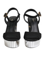 Dolce & Gabbana Black Crystal Ankle Strap Keira Sandal Shoes - Eljoys Fashion 