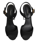 Dolce & Gabbana Black Crystal Ankle Strap Keira Sandal Shoes - Eljoys Fashion 