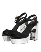 Dolce & Gabbana Black Crystal Ankle Strap Keira Sandal Shoes - Eljoys Fashion 