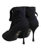Dolce & Gabbana Black Stiletto Heels Lace Up Boots Shoes - Eljoys Fashion 