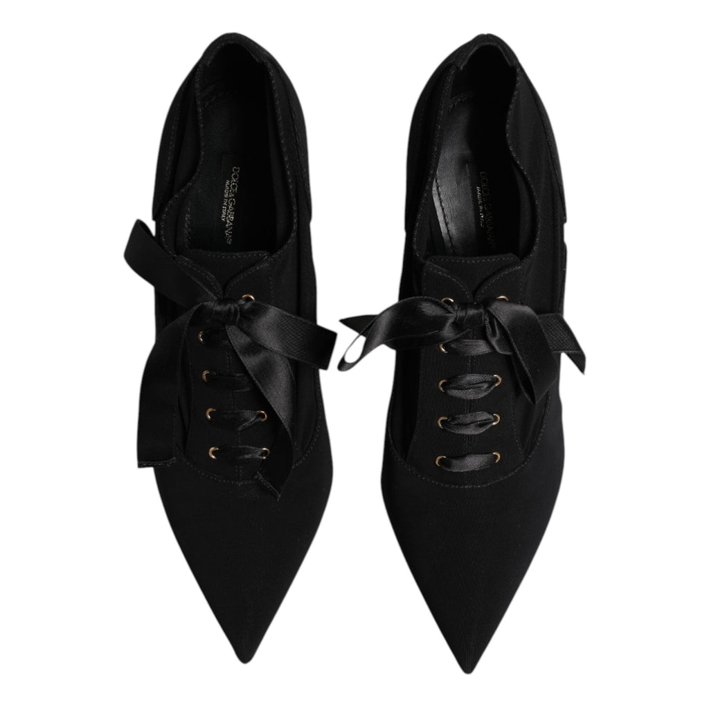 Dolce & Gabbana Black Lace Up Stiletto Heels Pumps Shoes