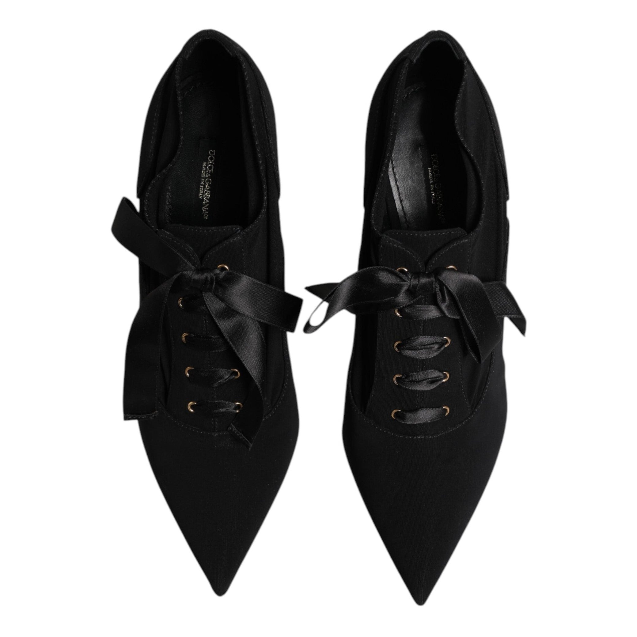 Dolce & Gabbana Black Lace Up Stiletto Heels Pumps Shoes