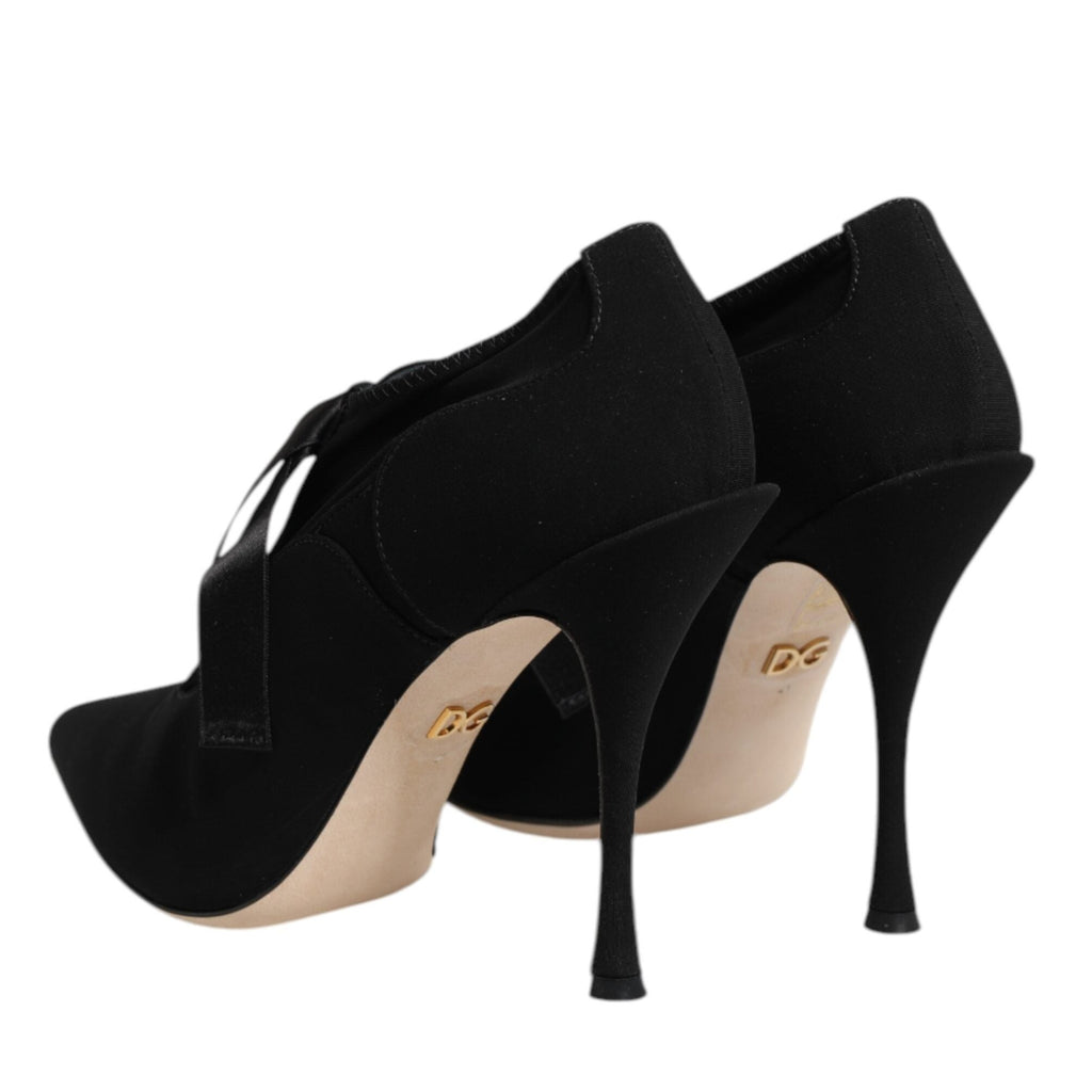 Dolce & Gabbana Black Lace Up Stiletto Heels Pumps Shoes