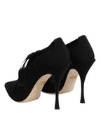 Dolce & Gabbana Black Lace Up Stiletto Heels Pumps Shoes - Eljoys Fashion 