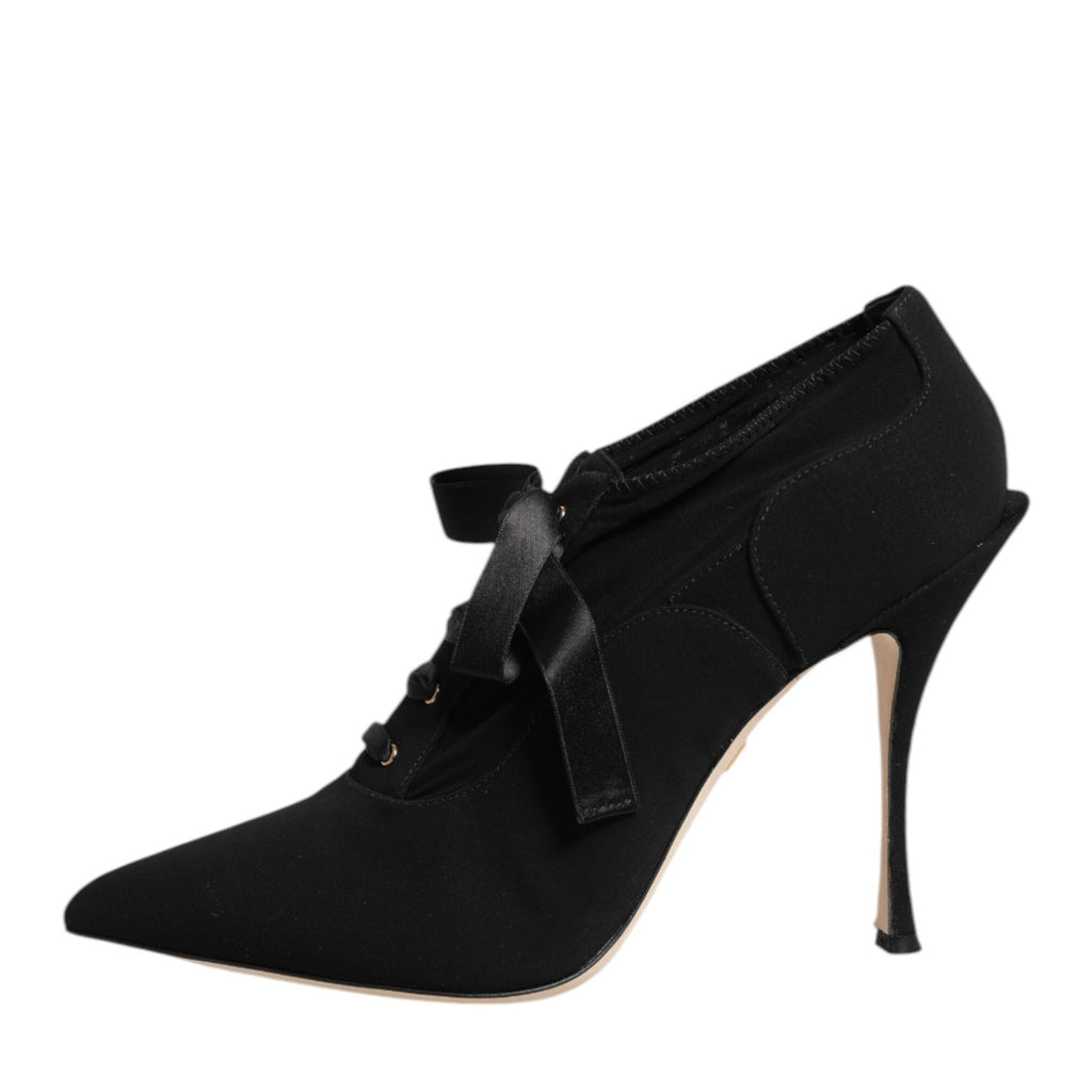 Dolce & Gabbana Black Lace Up Stiletto Heels Pumps Shoes