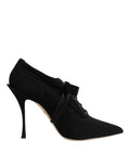 Dolce & Gabbana Black Lace Up Stiletto Heels Pumps Shoes - Eljoys Fashion 