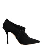 Dolce & Gabbana Black Lace Up Stiletto Heels Pumps Shoes - Eljoys Fashion 