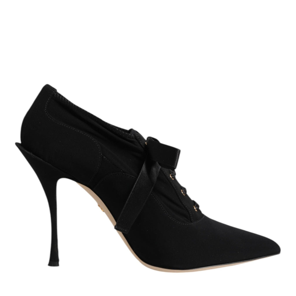 Dolce & Gabbana Black Lace Up Stiletto Heels Pumps Shoes
