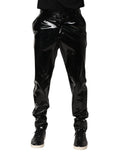 Dolce & Gabbana Black Polyester Mid Waist Men Trouser Pants - Eljoys Fashion 