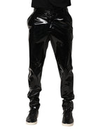 Dolce & Gabbana Black Polyester Mid Waist Men Trouser Pants - Eljoys Fashion 