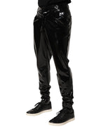 Dolce & Gabbana Black Polyester Mid Waist Men Trouser Pants - Eljoys Fashion 