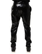 Dolce & Gabbana Black Polyester Mid Waist Men Trouser Pants - Eljoys Fashion 