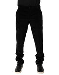 Dolce & Gabbana Black Cotton Men Dress Formal Trouser Pants - Eljoys Fashion 