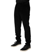 Dolce & Gabbana Black Cotton Men Dress Formal Trouser Pants - Eljoys Fashion 