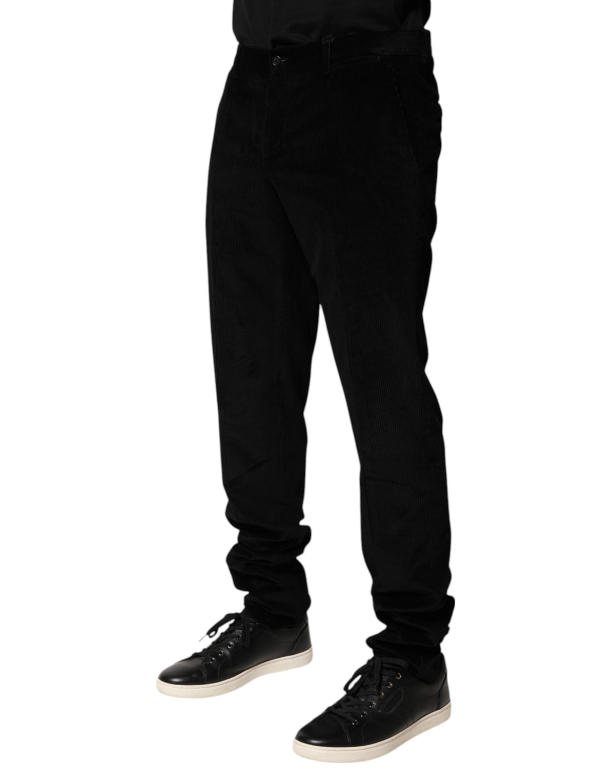 Dolce & Gabbana Black Cotton Men Dress Formal Trouser Pants - Eljoys Fashion 