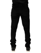 Dolce & Gabbana Black Cotton Men Dress Formal Trouser Pants - Eljoys Fashion 