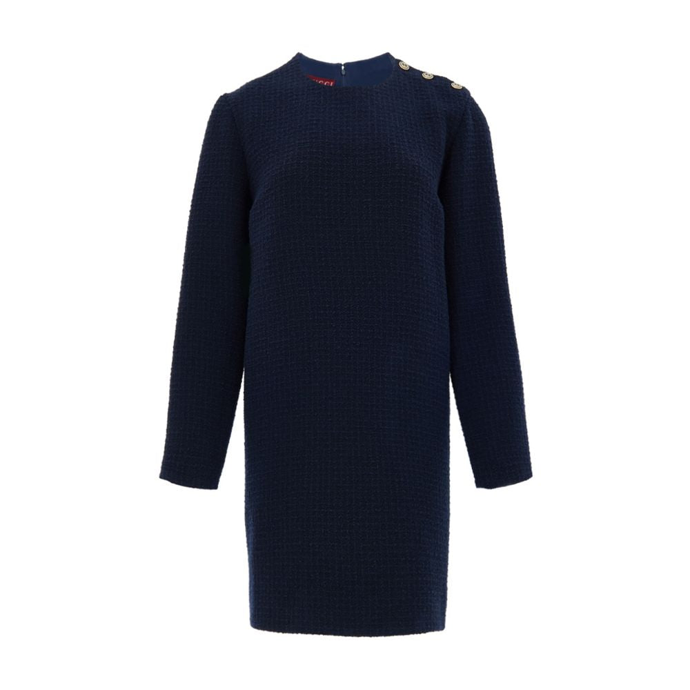 Gucci Navy Blue Wool Short Dress Gucci