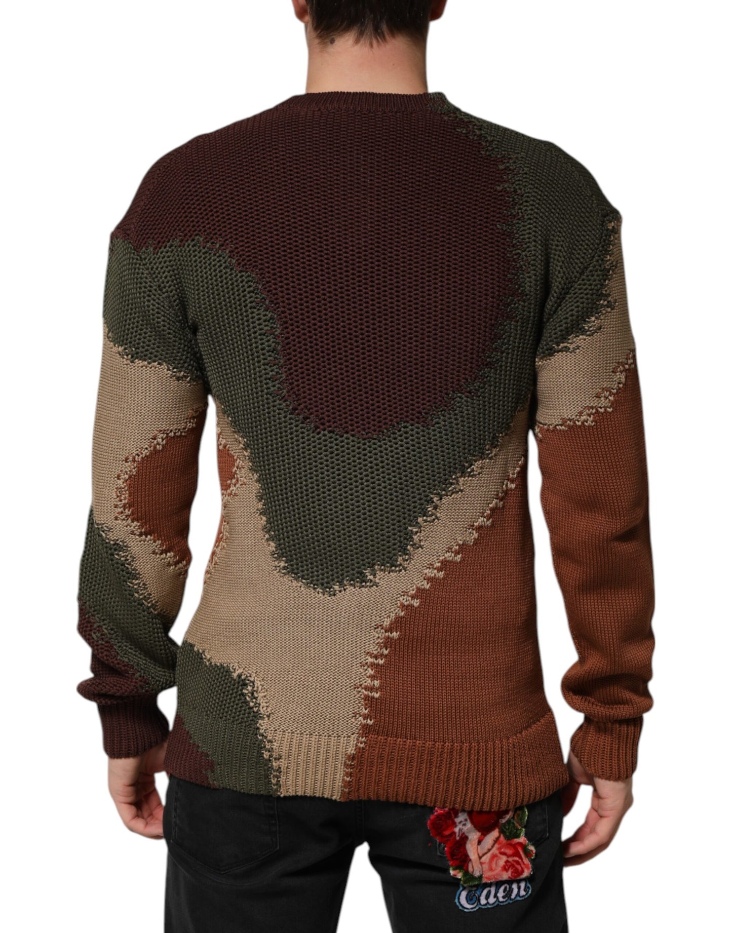 Dolce & Gabbana Multicolor Cotton Abstract Men Pullover Sweater Dolce & Gabbana
