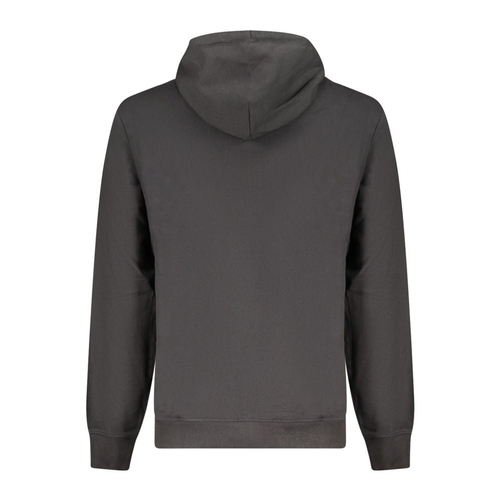 Black cotton men's hoodie by Tommy Hilfiger, featuring a casual fit with the brand's logo on the front.