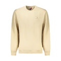 Beige cotton men's sweatshirt from Tommy Hilfiger featuring a crew neck and logo detail on the front.