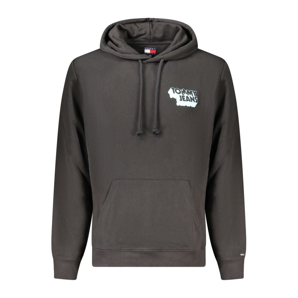 Tommy Hilfiger Nero cotton men's sweatshirt displayed on a hanger with a crew neck and minimalist design.