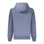 Tommy Hilfiger blue cotton men's sweatshirt displayed on a hanger, featuring the brand's logo on the chest.