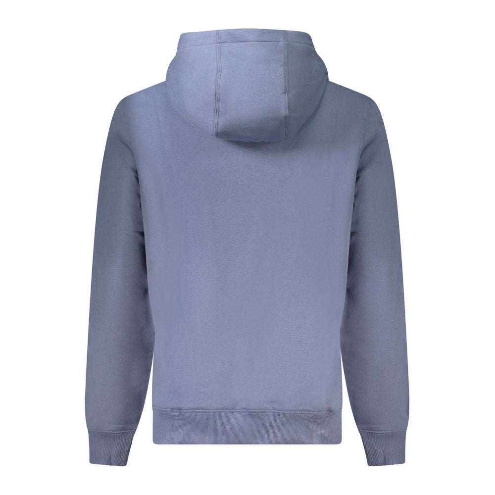 Tommy Hilfiger blue cotton men's sweatshirt displayed on a hanger, featuring the brand's logo on the chest.