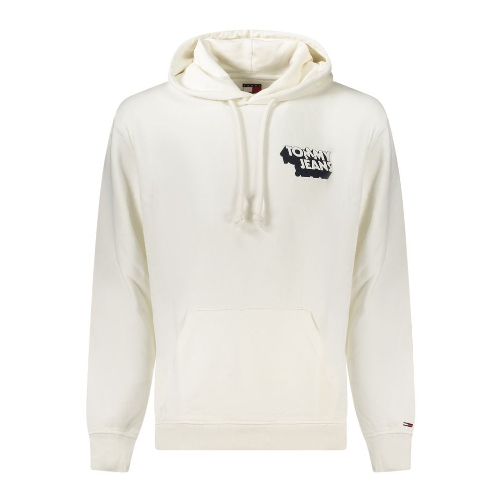 White cotton men's sweatshirt by Tommy Hilfiger, featuring a classic crewneck and brand logo on the chest.