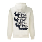 White cotton men's sweatshirt by Tommy Hilfiger with a classic crew neck and logo detail on the front.
