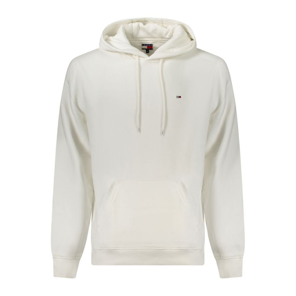 Tommy Hilfiger Bianco cotton men's hoodie sweatshirt with drawstrings and logo detail, casual and comfortable apparel.