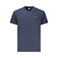 Blue cotton men's T-shirt by Tommy Hilfiger with crew neckline and logo detail, displayed on a plain background.