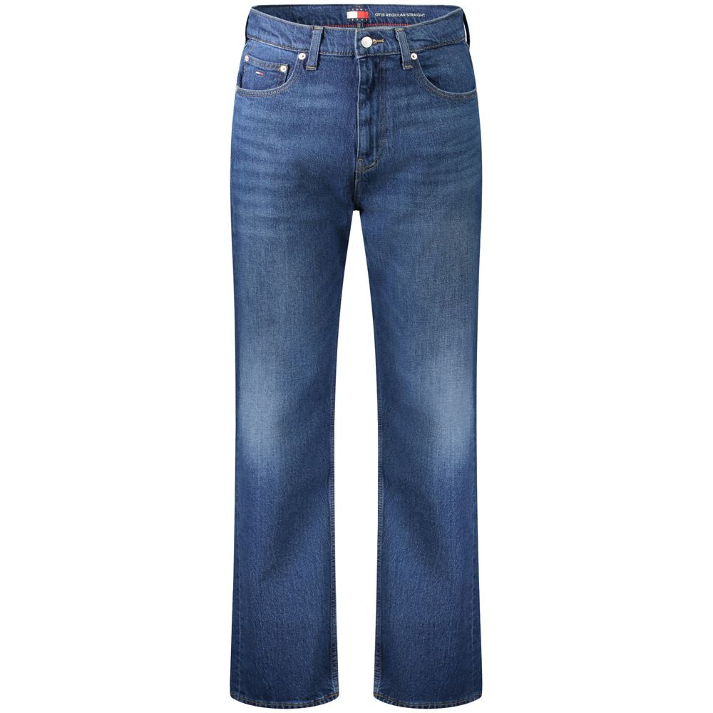 Tommy Hilfiger men's blue cotton jeans with classic fit and five-pocket design, displayed on a neutral background.