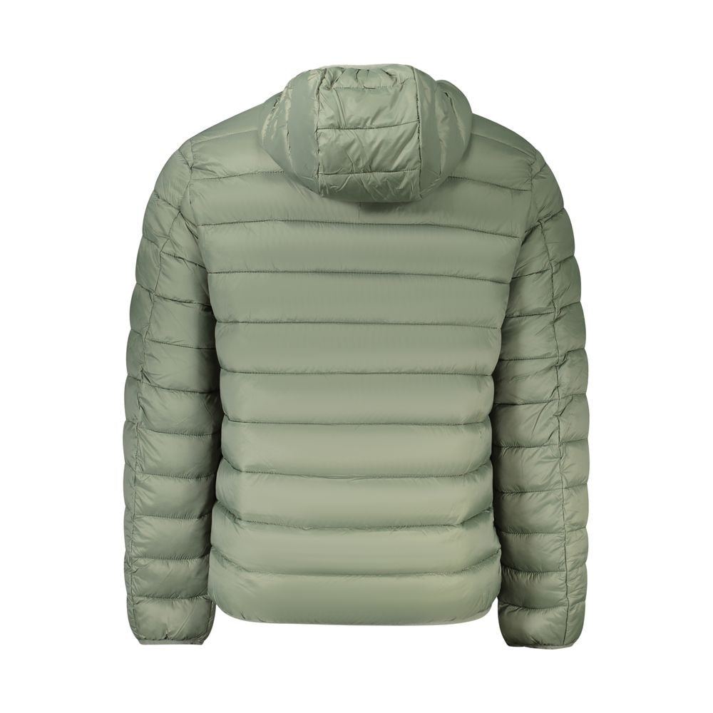 Norway 1963 Verde Poliammide men's jacket, lightweight and stylish with a zipper front and adjustable cuffs, shown on a model.