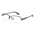 BMW black titanium eyeglasses frames with sleek design and clear lenses, showcasing modern style and lightweight construction.