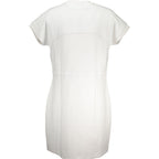 White Napapijri cotton women's dress with short sleeves and a relaxed fit, perfect for casual summer wear.