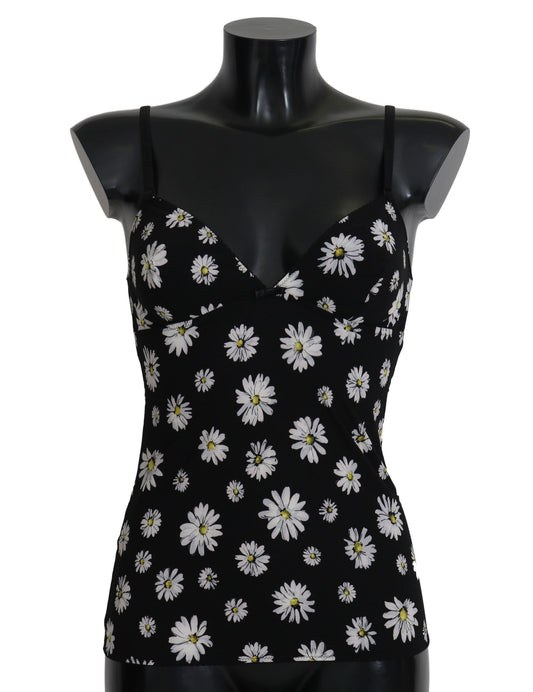 Dolce & Gabbana Black Daisy Print Dress Lingerie Chemisole Dolce & Gabbana