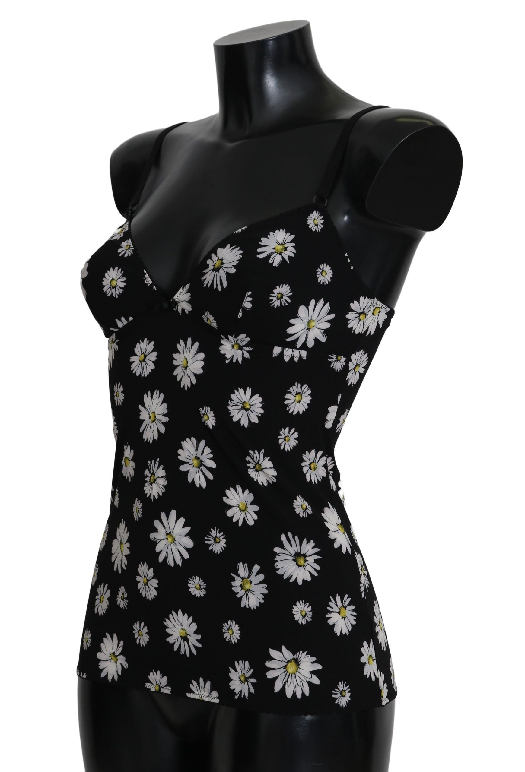 Dolce & Gabbana Black Daisy Print Dress Lingerie Chemisole Dolce & Gabbana
