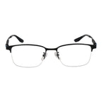 BMW black titanium eyeglasses frames with sleek, modern design and clear lenses, showcasing lightweight and durable construction.