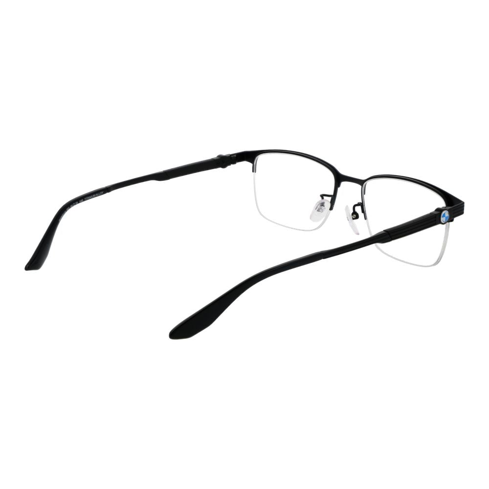 BMW black titanium glasses frames with sleek design and metal temples, stylish eyewear for everyday wear