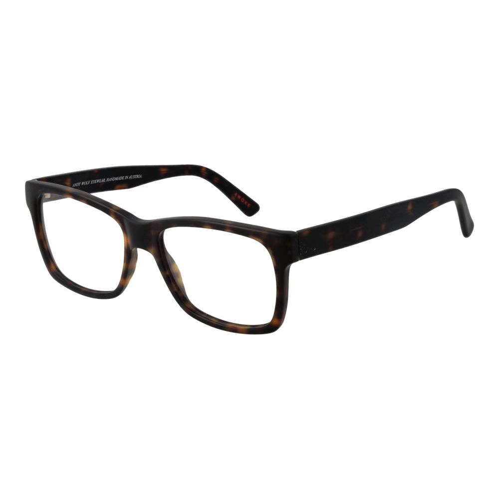 Andy Wolf brown acetate eyeglass frames with a stylish, rounded design, showcasing their modern and sophisticated look.