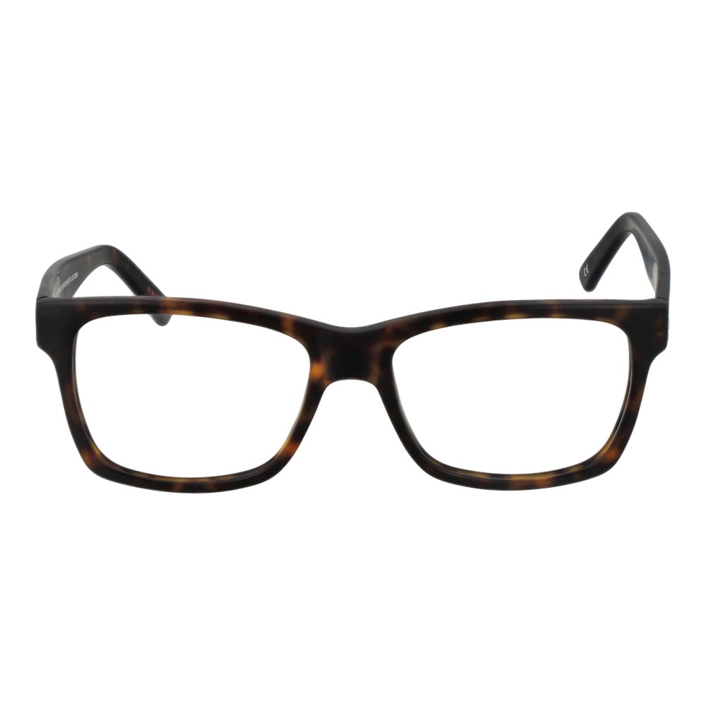Andy Wolf brown acetate glasses frames with clear lenses, stylish and lightweight design, showcasing modern eyewear style.