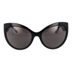 Black plastic Guess sunglasses with a sleek design, featuring dark lenses and bold frames for a stylish look.