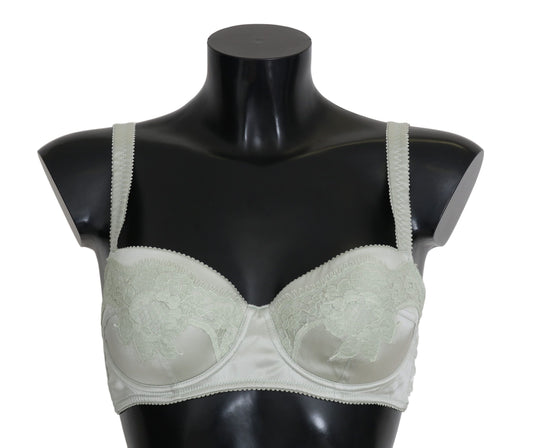 Dolce & Gabbana Green Balconcino Bra Floral Lace Underwear Dolce & Gabbana