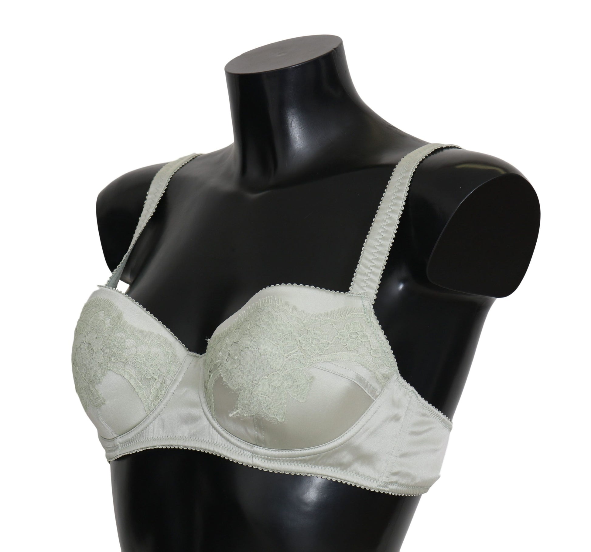Dolce & Gabbana Green Balconcino Bra Floral Lace Underwear Dolce & Gabbana