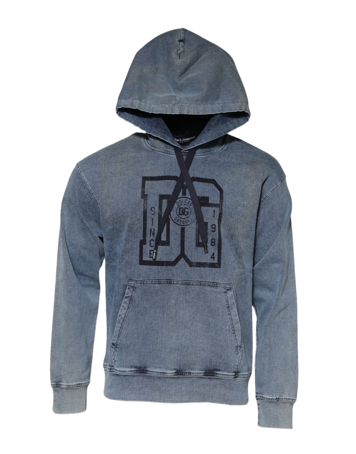 Dolce & Gabbana Blue Cotton Blend Hooded Sweatshirt Sweater Dolce & Gabbana