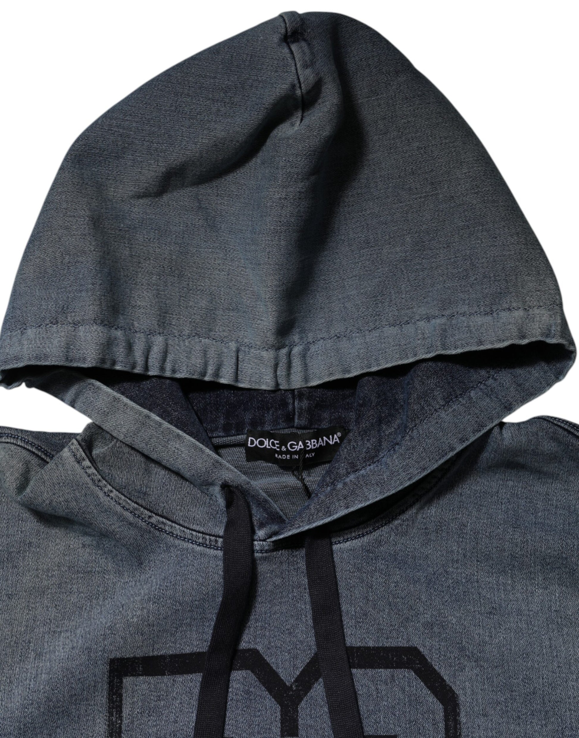 Dolce & Gabbana Blue Cotton Blend Hooded Sweatshirt Sweater Dolce & Gabbana