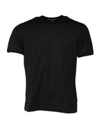 Dolce & Gabbana Black Cotton Logo Print Crew Neck T-shirt - Eljoys Fashion 