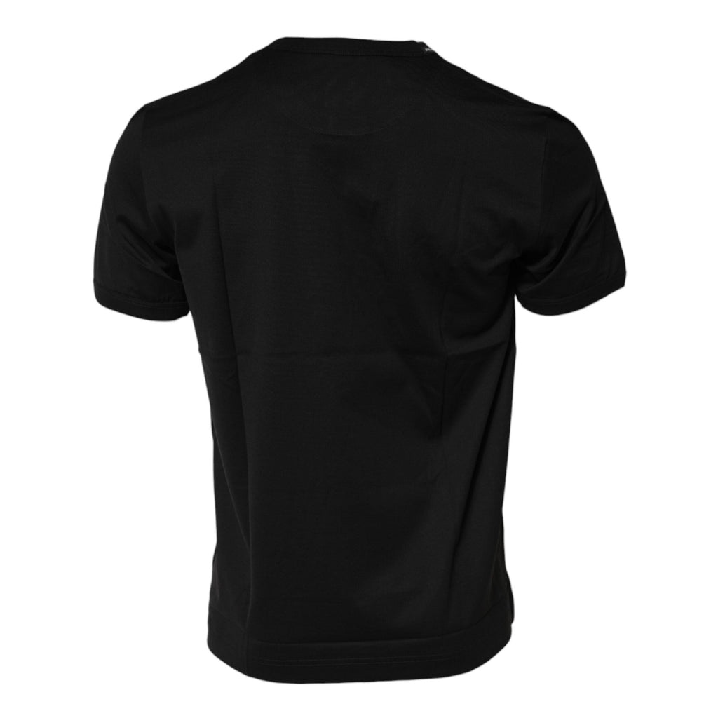 Dolce & Gabbana Black Cotton Logo Print Crew Neck T-shirt