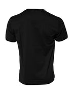 Dolce & Gabbana Black Cotton Logo Print Crew Neck T-shirt - Eljoys Fashion 